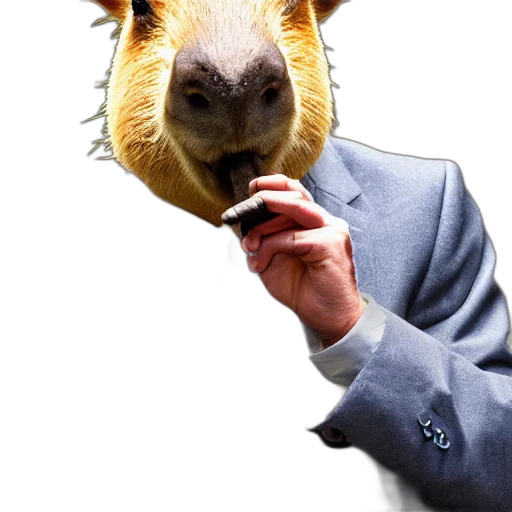 animal, mask, creature, hat, photorealistic, capybara, wearing, business transparent PNG cut-out