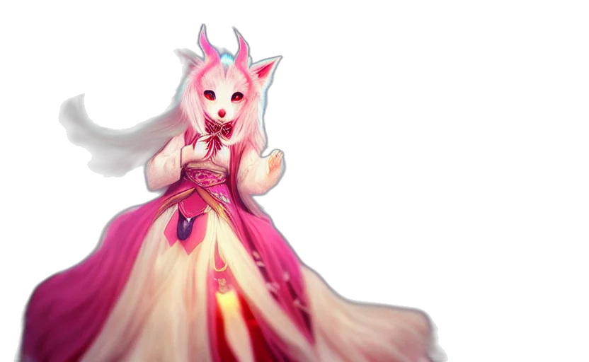 dress, dragon, creature, staff, fantasy art, concept art, anime, 3d render transparent PNG cut-out