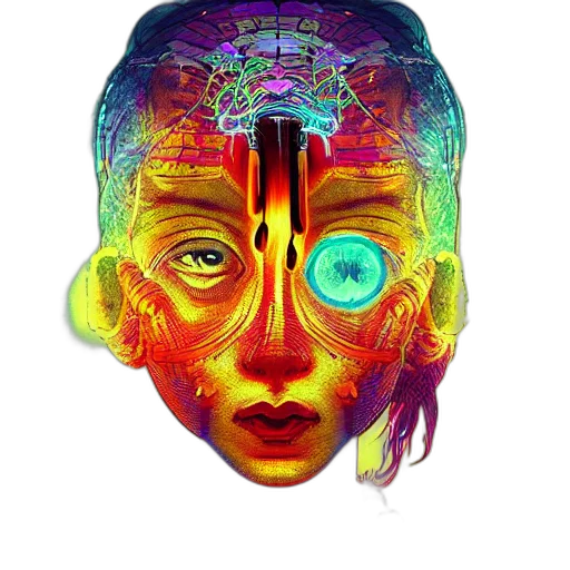 face, mask, robot, crown, cyberpunk, concept art, pixel art, fantasy art transparent PNG cut-out