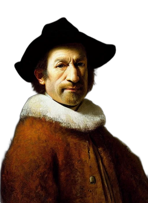face, hat, jacket, staff, photorealistic, oil painting, fantasy art, concept art transparent PNG cut-out
