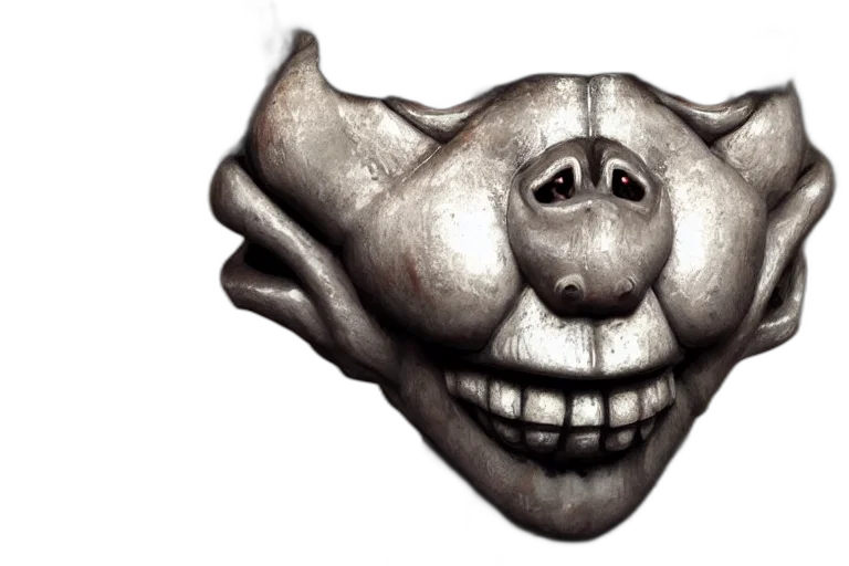 mask, face, creature, animal, 3d render, concept art, photorealistic, brutalist transparent PNG cut-out