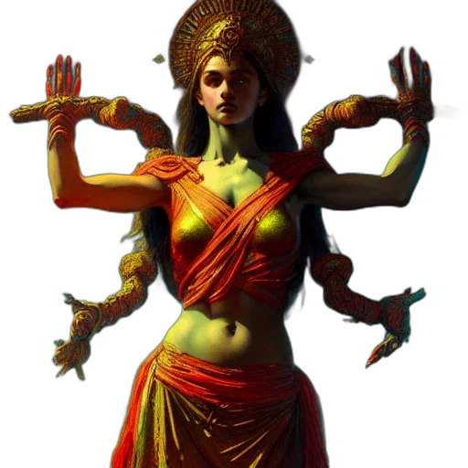 concept art, fantasy art, 3d render, pixel art, marana, slavic, goddess, six transparent PNG cut-out