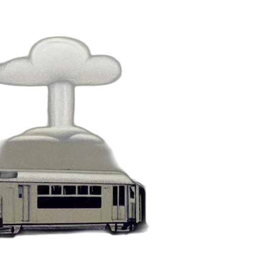 3d render, train, vagon, flying, rhough, clouds transparent PNG cut-out