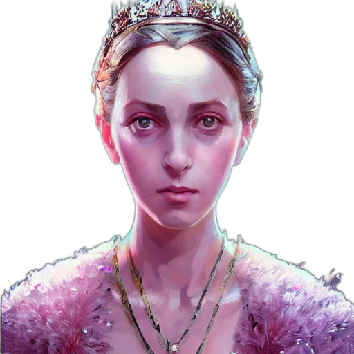 crown, jewelry, face, dress, fantasy art, concept art, photorealistic, oil painting transparent PNG cut-out