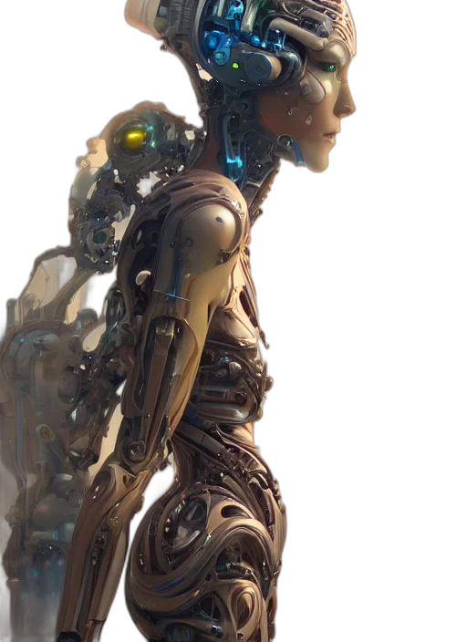 robot, concept art, cyberpunk, 3d render transparent PNG cut-out