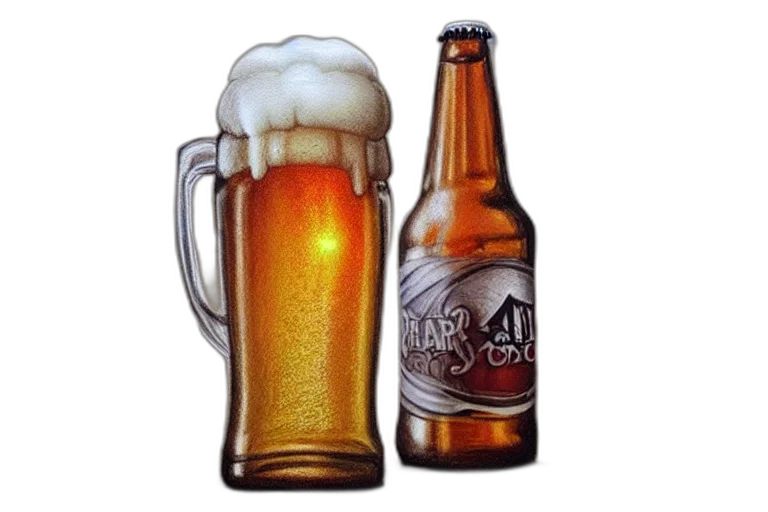 bottle, photorealistic, 3d render, beer, fantasy, pencil, art, ultra transparent PNG cut-out