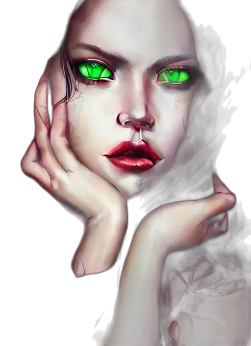 face, mask, creature, fantasy art, photorealistic, concept art, oil painting, neon lights transparent PNG cut-out