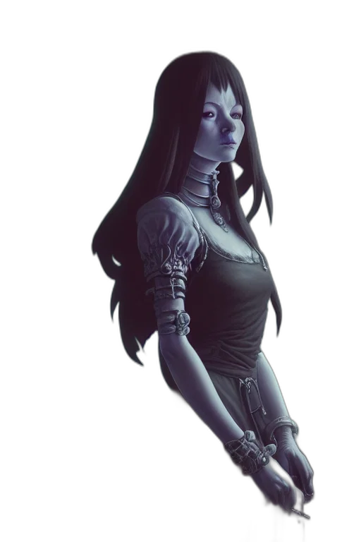 dress, robot, staff, fantasy art transparent PNG cut-out