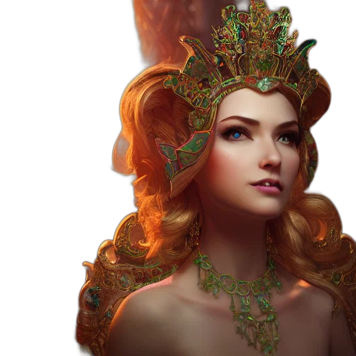 crown, jewelry, fantasy art, concept art, photorealistic, 3d render, golden, green transparent PNG cut-out