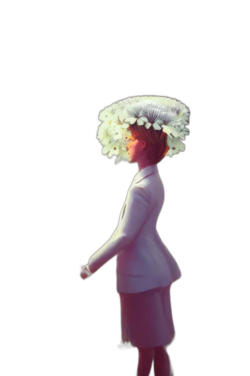 umbrella, hat, crown, flower, concept art, vaporwave, 3d render, photorealistic transparent PNG cut-out