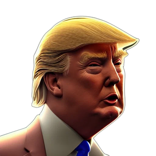 face, mask, hat, photorealistic, 3d render, concept art, cartoon, trump transparent PNG cut-out