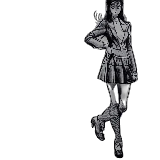 staff, jacket, dress, weapon, cartoon, concept art, comic book art, anime transparent PNG cut-out
