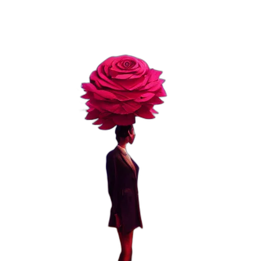 flower, dress, umbrella, hat, concept art, 3d render, pixel art, photorealistic transparent PNG cut-out
