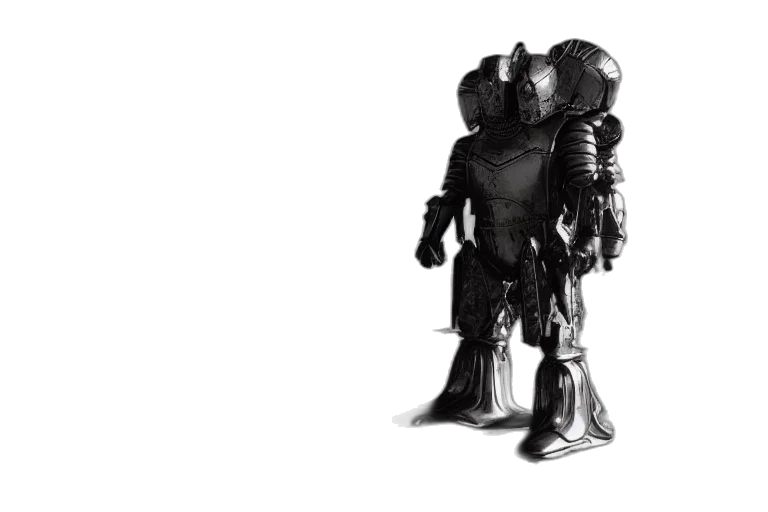 robot, creature, mask, weapon, concept art, 3d render, fantasy art, comic book art transparent PNG cut-out