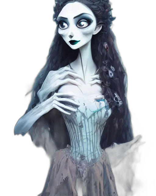 dress, creature, mask, fantasy art, concept art, watercolor, comic book art, underwater transparent PNG cut-out