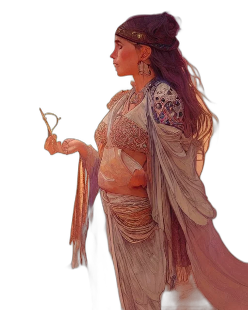 sword, jewelry, staff, dress, fantasy art, concept art, watercolor, photorealistic transparent PNG cut-out