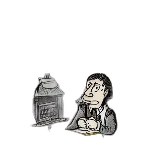 furniture, robot, cartoon, concept art, comic book art, pixel art, satirical, writer transparent PNG cut-out