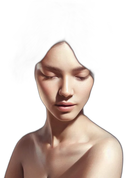 face, mask, crown, hair, photorealistic, 3d render, oil painting, concept art transparent PNG cut-out