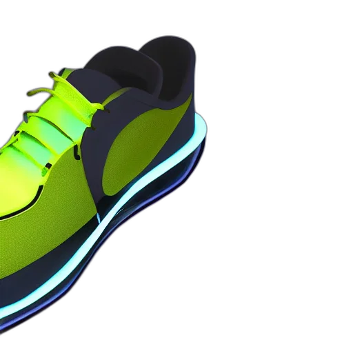 shoes, 3d render, photorealistic, neon transparent PNG cut-out