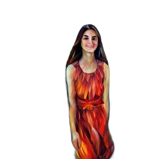 dress, face, creature, photorealistic, oil painting, concept art, 3d render, fire transparent PNG cut-out