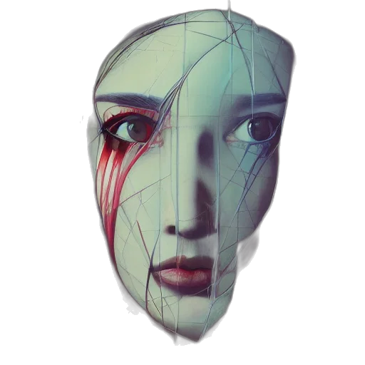 mask, face, robot, creature, 3d render, photorealistic, concept art, cyberpunk transparent PNG cut-out