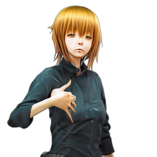jacket, staff, dress, face, concept art, anime, photorealistic, pixel art transparent PNG cut-out