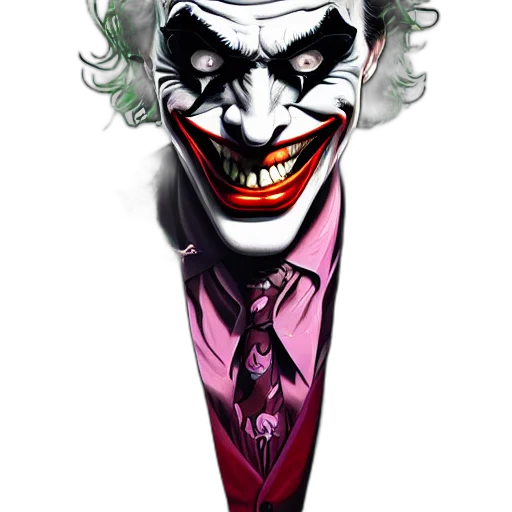 face, mask, weapon, comic book art, concept art, photorealistic, cartoon, joker transparent PNG cut-out