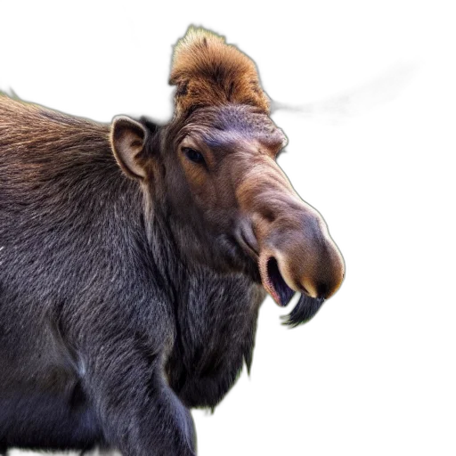 animal, creature, hat, hair, photorealistic, 3d render, photo, moose transparent PNG cut-out