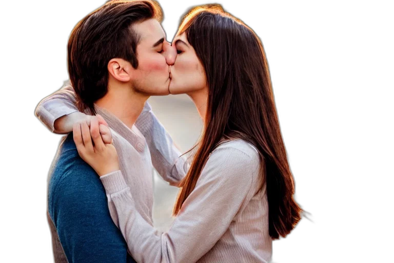 photorealistic, girl, kiss, man, poster, ultra, realistic, hdr transparent PNG cut-out