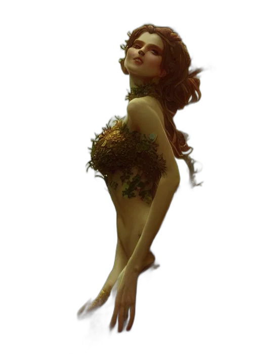 dress, crown, creature, flower, concept art, fantasy art, photorealistic, 3d render transparent PNG cut-out