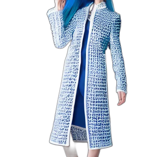 jacket, dress, 3d render, blue, monochrome, fashion, fantastic, openwork transparent PNG cut-out