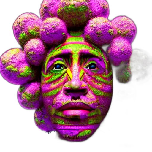 mask, face, crown, flower, 3d render, vaporwave, concept art, photorealistic transparent PNG cut-out