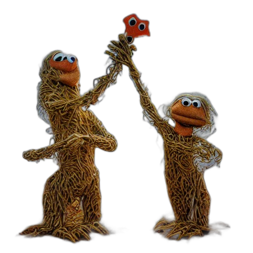 staff, 3d render, concept art, forest, fire, outer space, muppets, designed transparent PNG cut-out