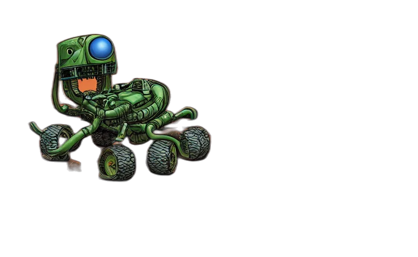 robot, weapon, creature, concept art, 3d render, pixel art, watercolor, green transparent PNG cut-out
