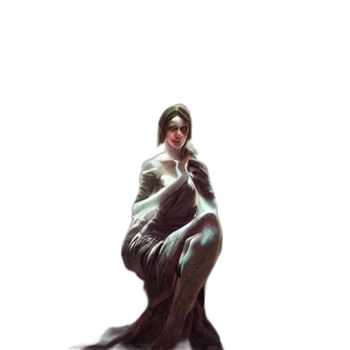 dress, creature, staff, sword, concept art, fantasy art, comic book art, 3d render transparent PNG cut-out