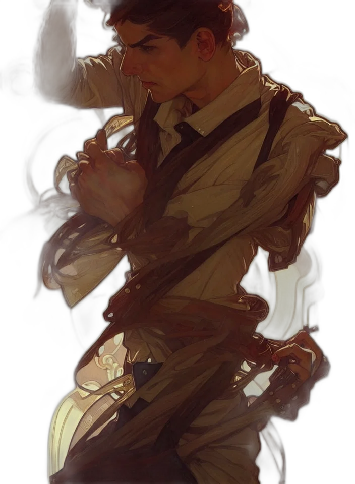 mask, staff, face, weapon, concept art, fantasy art, comic book art, photorealistic transparent PNG cut-out