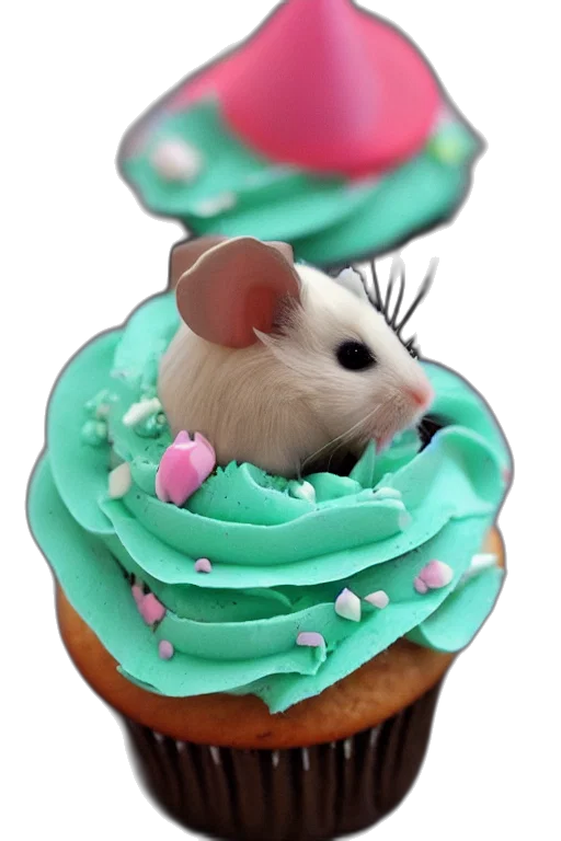 food, animal, hat, creature, 3d render, photorealistic, concept art, cupcake transparent PNG cut-out