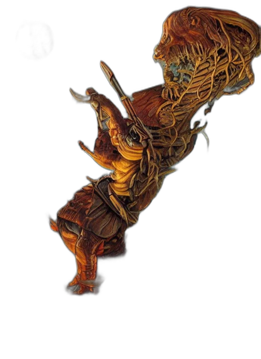 dragon, hair, staff, jewelry, concept art, fantasy art, 3d render, earth tones transparent PNG cut-out