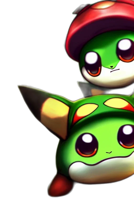 3d render, concept art, pixel art, green, teemo, pokemon, trading, card transparent PNG cut-out