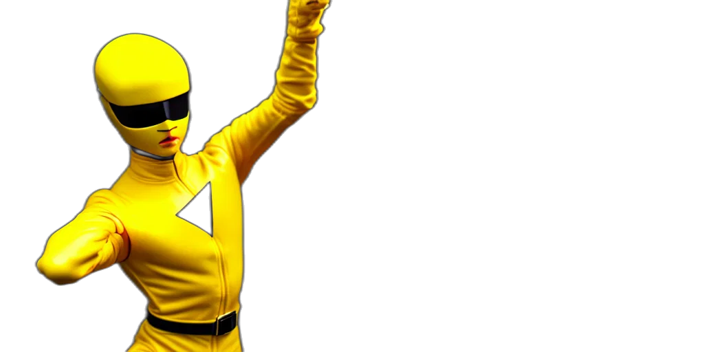 robot, 3d render, concept art, symmetry, portriat, single, yellow, ranger transparent PNG cut-out