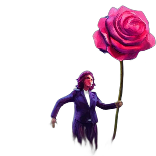 flower, staff, weapon, jacket, concept art, 3d render, vaporwave, pixel art transparent PNG cut-out