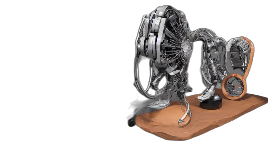 robot, 3d render, concept art, computer transparent PNG cut-out