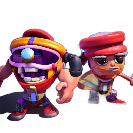 concept art, 3d render, pixel art, comic book art, clash, royal, style, characters transparent PNG cut-out