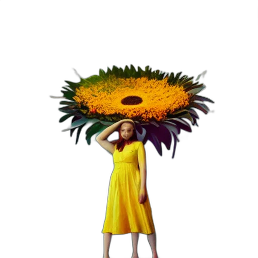 crown, flower, hat, umbrella, concept art, 3d render, photorealistic, pixel art transparent PNG cut-out