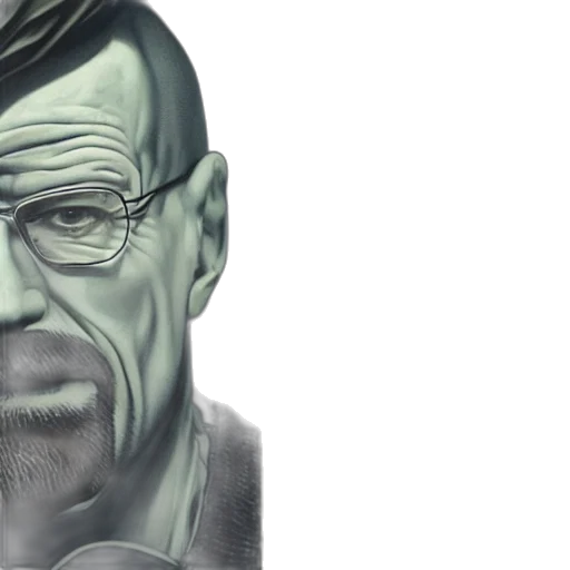 face, photorealistic, concept art, 3d render, comic book art, walter, white, made transparent PNG cut-out