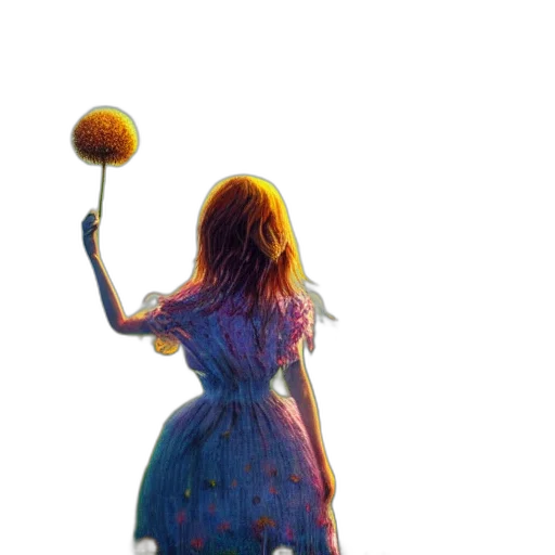 dress, hair, umbrella, staff transparent PNG cut-out