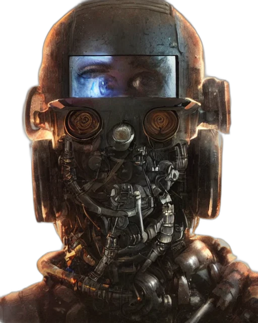 robot, face, mask, creature, cyberpunk, concept art, 3d render, comic book art transparent PNG cut-out