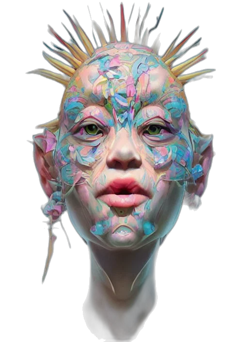 mask, face, creature, robot, 3d render, photorealistic, concept art, cyberpunk transparent PNG cut-out