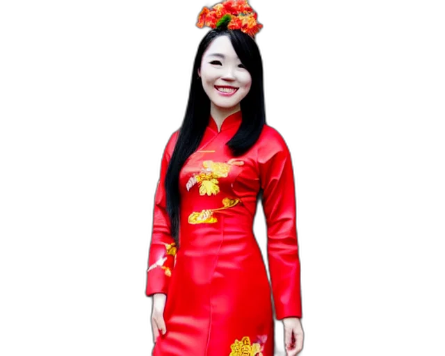 dress, staff, dragon, photorealistic transparent PNG cut-out