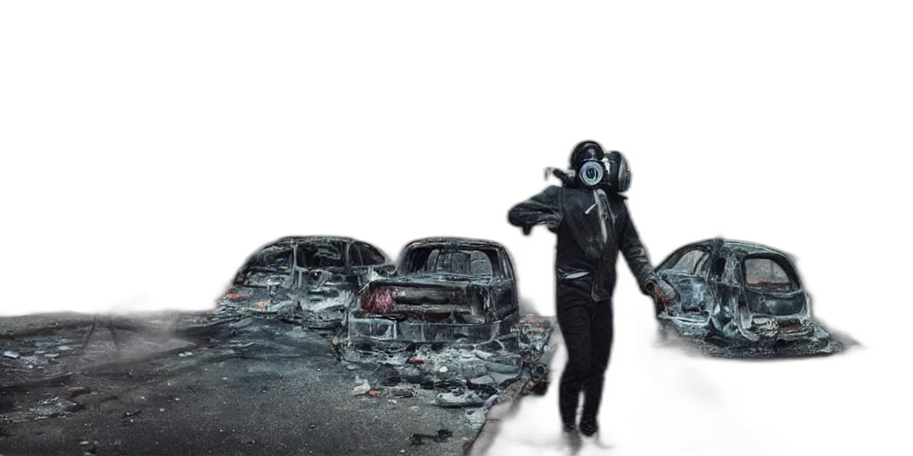 car, mask, concept art, outer space, fire, post, apocalyptic, city transparent PNG cut-out